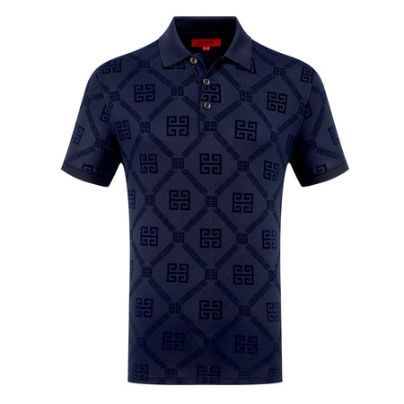 PAVINI MEN'S FANCY POLO T-SHIRT (NAVY P-3083)