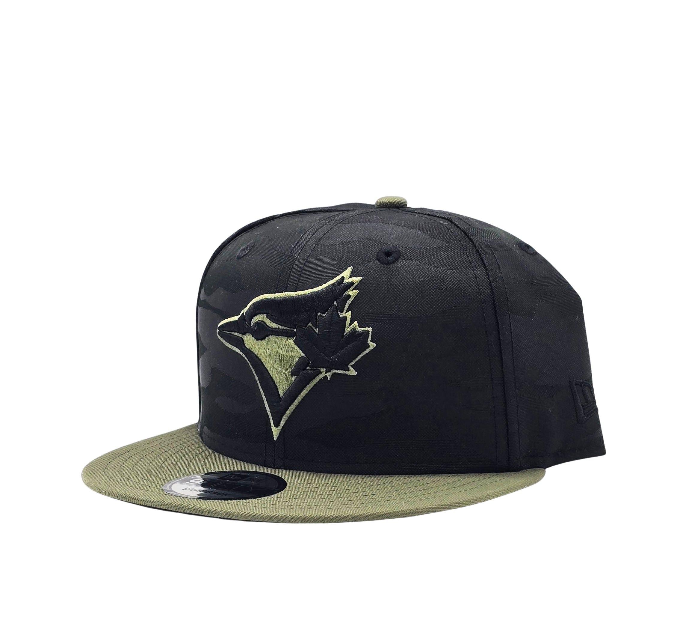 NEW ERA 9FIFTY TORONTO BLUE JAYS BLACK CAMO/OLIVE SNAPBACK HAT