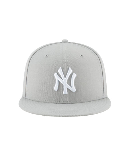 5950 YANKEES WHITE ON GREY FITTED HAT