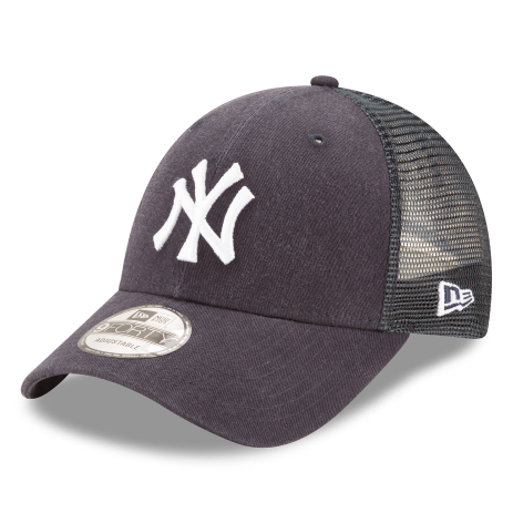 MEN'S NEW ERA MLB 9FORTY NEW YORK YANKEES GREY & WHITE MESH TRUCKER SNAPBACK CAP