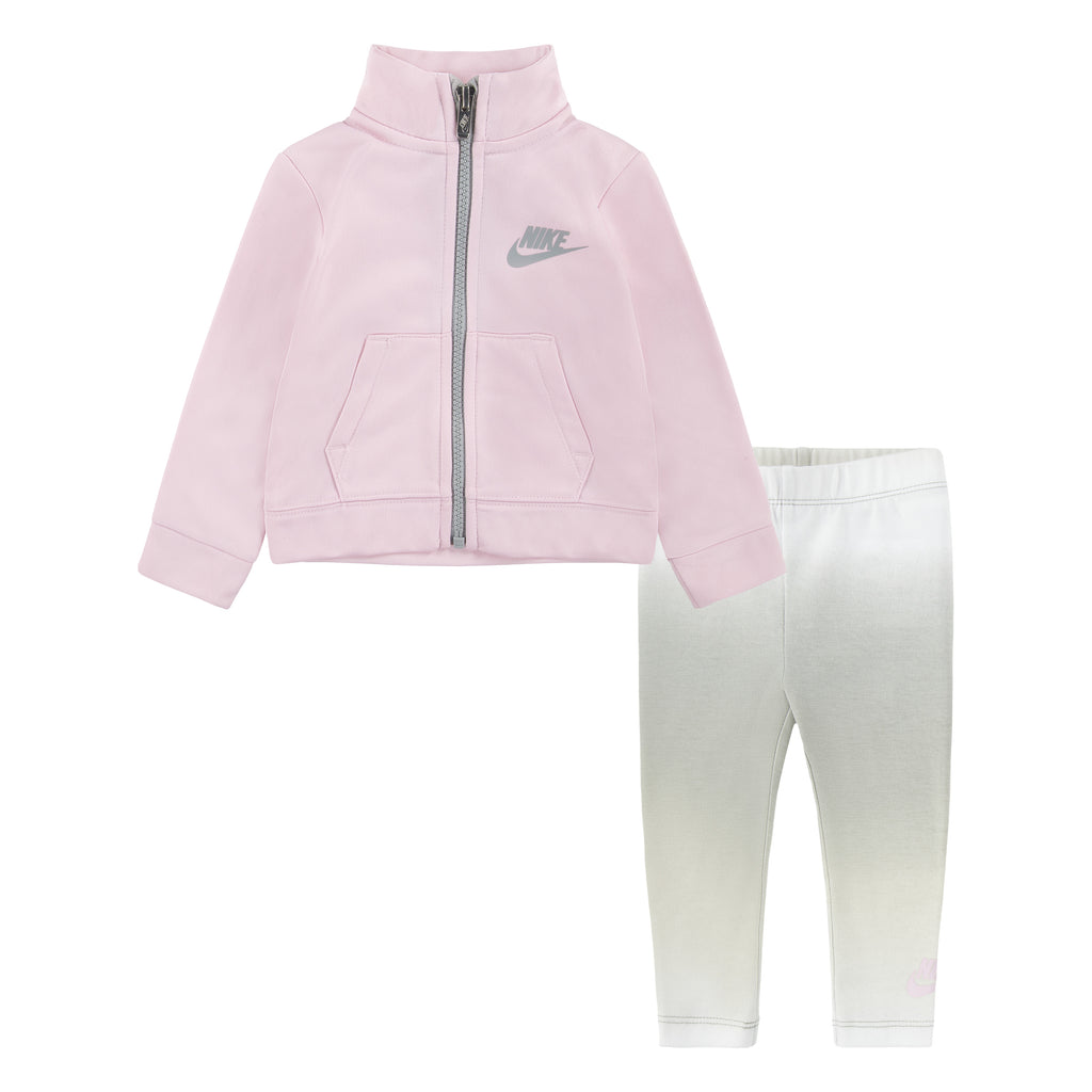 NIKE INFANT GIRLS TRICOT JACKET AND LEGGINGS SET (PINK/GREY SIZE 12M-24M)