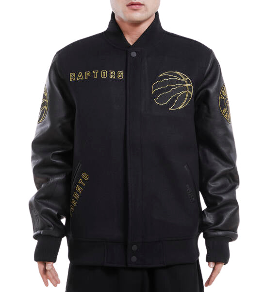 PRO STANDARD MEN'S NBA TORONTO RAPTORS BLACK/GOLD VARSITY JACKET