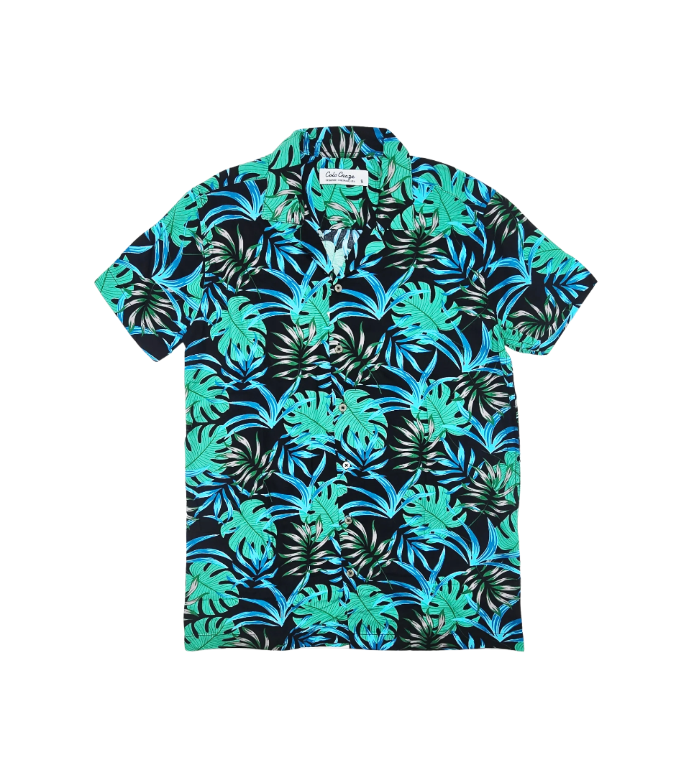 MEN'S COLOR CRAZE 2-PIECE BUTTON UP SHORT SLEEVES SHIRT & SHORTS SET (GREEN/BLUE)