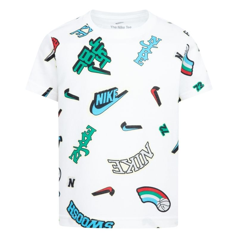 NIKE KIDS ACTIVE ALL OVER PRINT T-SHIRT (WHITE SIZE 4-7Y)