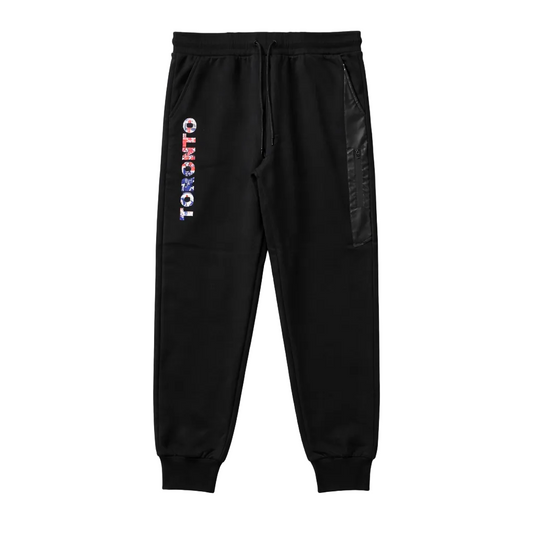 CITY OF DREAMS TORONTO SKY MEN'S BIG & TALL FLEECE TRACKSET (BLACK)