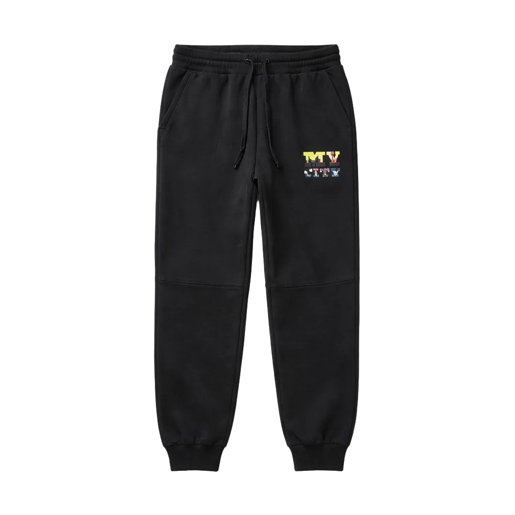 CITY OF DREAMS MY CITY MEN'S BIG & TALL FLEECE TRACKSET (BLACK)
