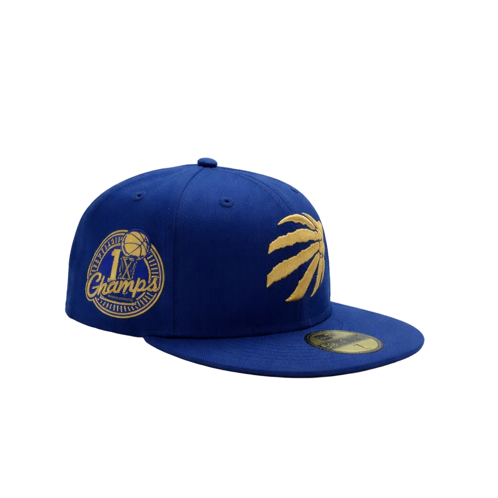 59FIFTY NEW ERA NBA TORONTO RAPTORS 1X CHAMPS ROYAL BLUE/GOLD FITTED HAT