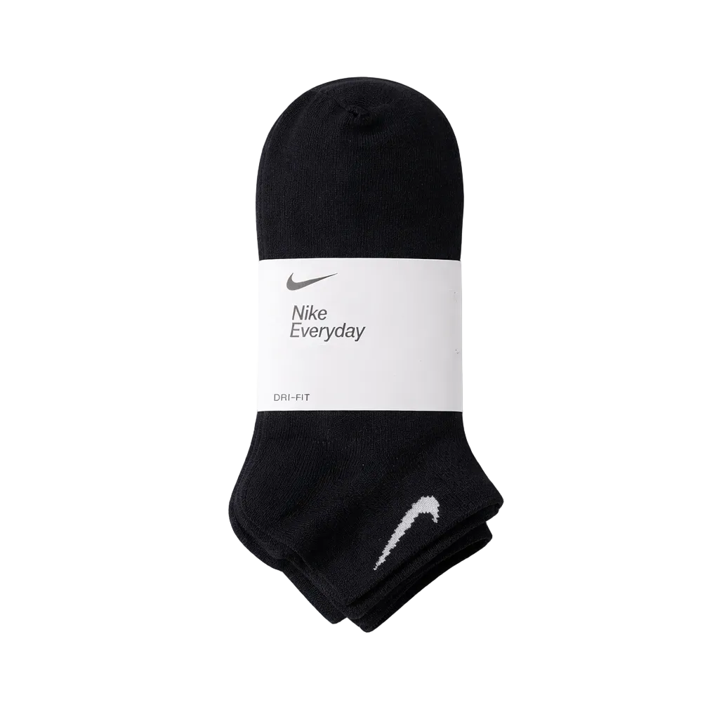 NIKE EVERYDAY LIGHT WEIGHT 3-PACK BLACK ANKLE SOCKS