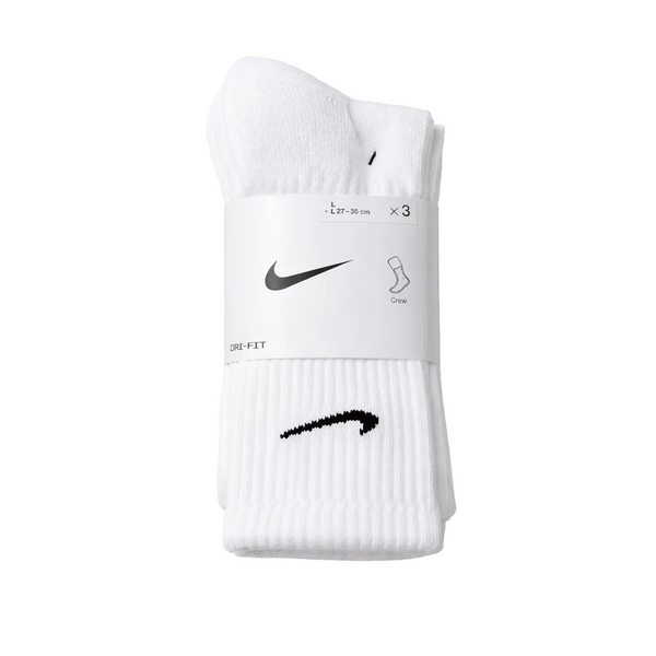 NIKE EVERYDAY CUSHION CREW 3-PACK WHITE TRAINING SOCKS
