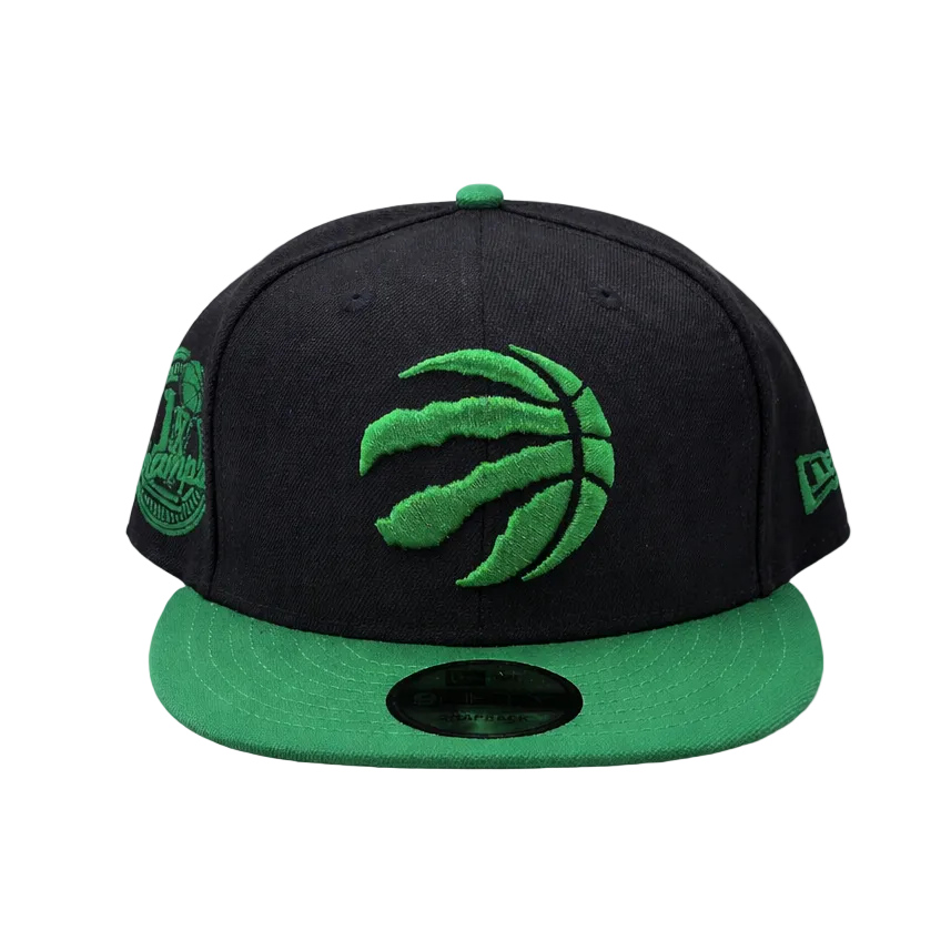 NEW ERA 9FIFTY NBA TORONTO RAPTORS 1X CHAMPS BLACK KELLY GREEN SNAPBACK HAT