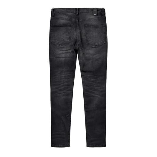 RIP AND REPAIR WASHED BLACK DENIM JEANS
