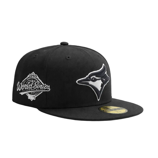 59FIFTY NEW ERA MEN'S MLB 1993 WORLD SERIES TORONTO BLUE JAYS BLACK/WHITE FITTED HAT