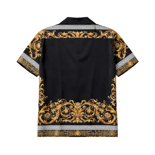SILVER STONE MEN'S FOIL BUTTON UP SHORT SLEEVES SHIRT (BLACK CSSW-26)