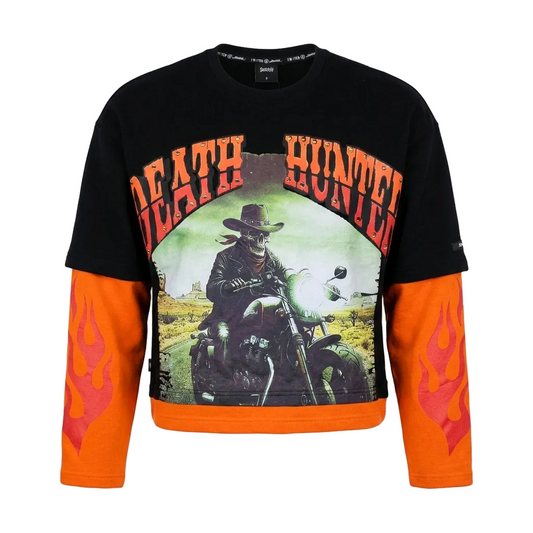 SWITCH MEN'S LONG SLEEVE DEATH HUNTER GRAPHIC T-SHIRT (BLACK)