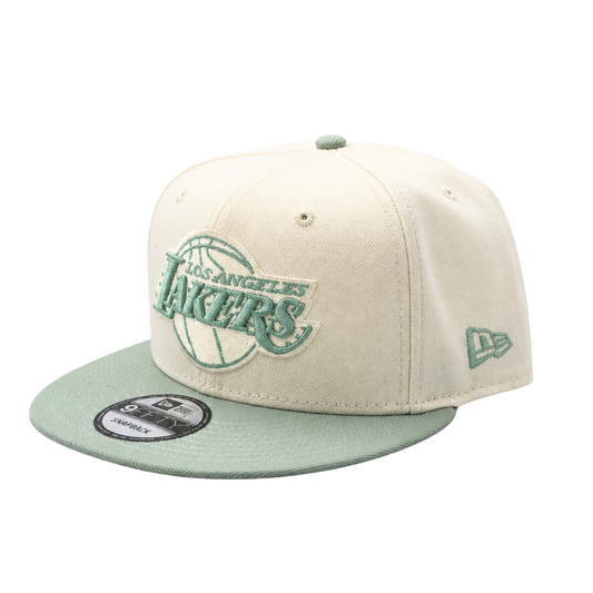 9FIFTY MEN'S NEW ERA NBA LOS ANGELES LAKERS CREAM/GREEN SNAPBACK HAT