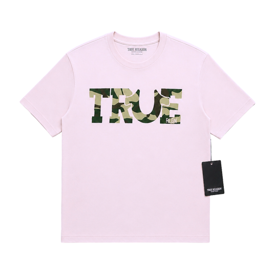 TRUE RELIGION TILTED CAMO LOGO TEE (PALE LILAC)