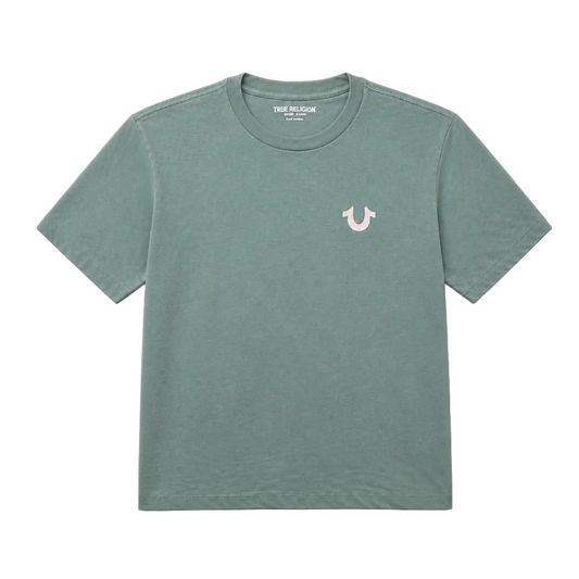 TRUE RELIGION TIERED LOGO TEE (BALSAM GREEN)