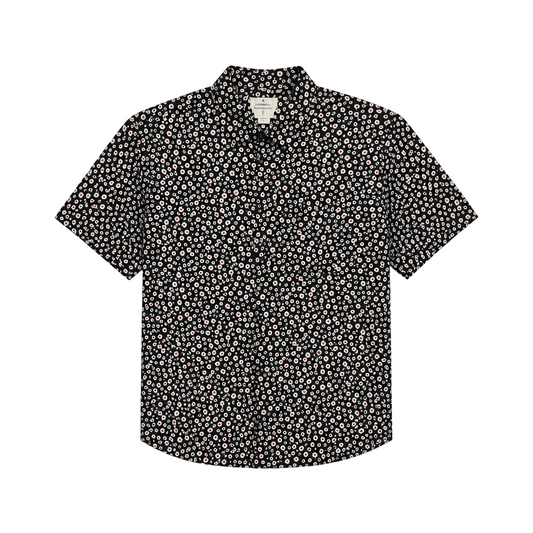 SPRINGFIELD MEN'S SHORT SLEEVES PRINTED BUTTON-UP SHIRT (BLACK/RED)