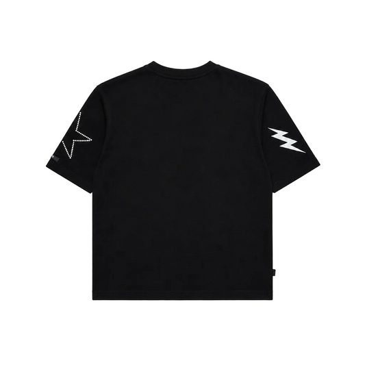 SWITCH MEN'S CONQUERS GRAPHIC & RHINESTONE T-SHIRT/SHORTS SET (BLACK)