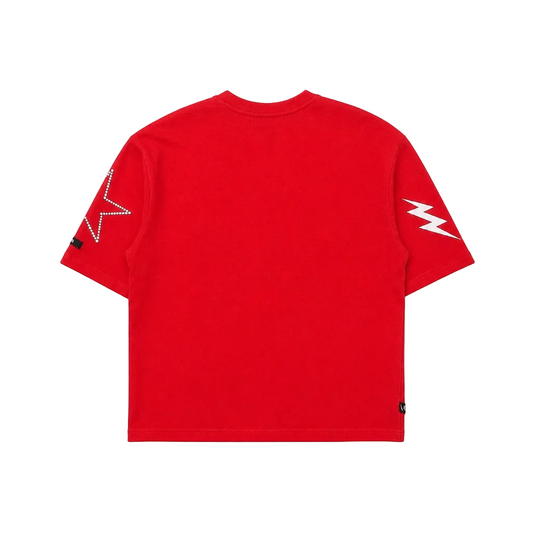 SWITCH MEN'S CONQUERS GRAPHIC & RHINESTONE T-SHIRT/SHORTS SET (RED)