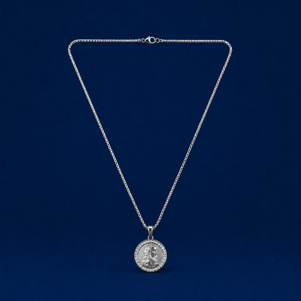 24INCH 2MM SILVER TONE STAINLESS STEEL PENDANT & CHAIN NECKLACE