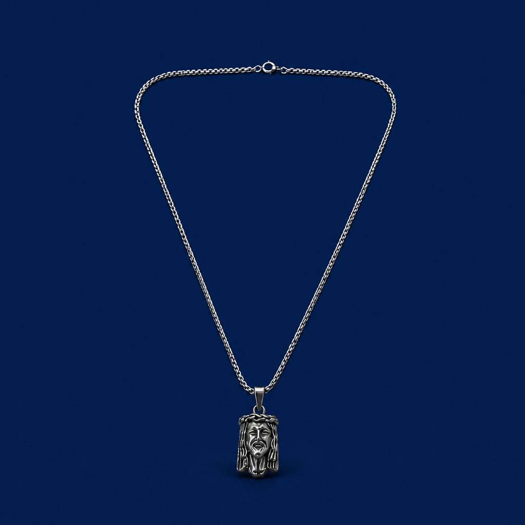 24INCH 2MM SILVER TONE STAINLESS STEEL PENDANT & CHAIN NECKLACE