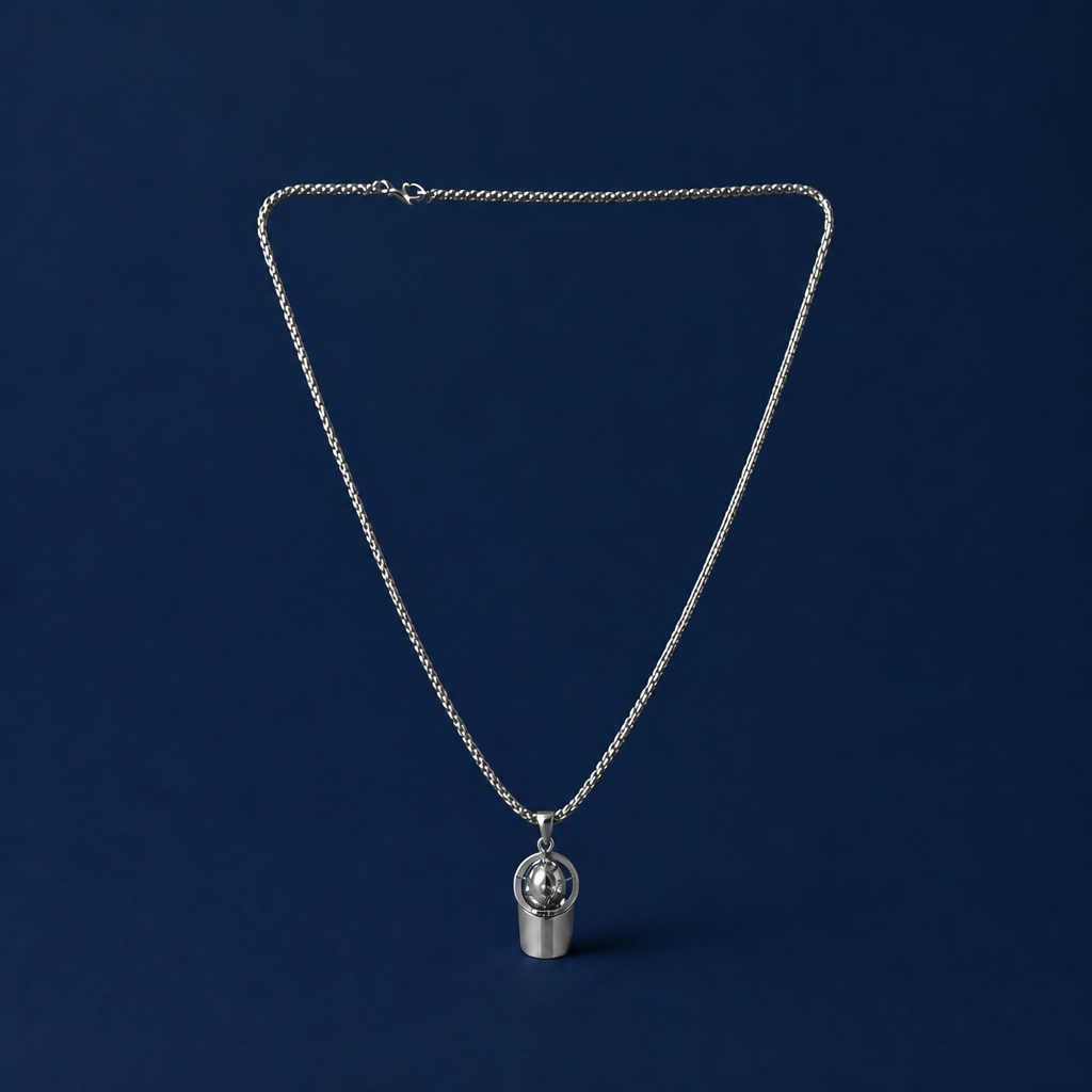 24INCH 2MM SILVER TONE STAINLESS STEEL HAT PENDANT & CHAIN NECKLACE