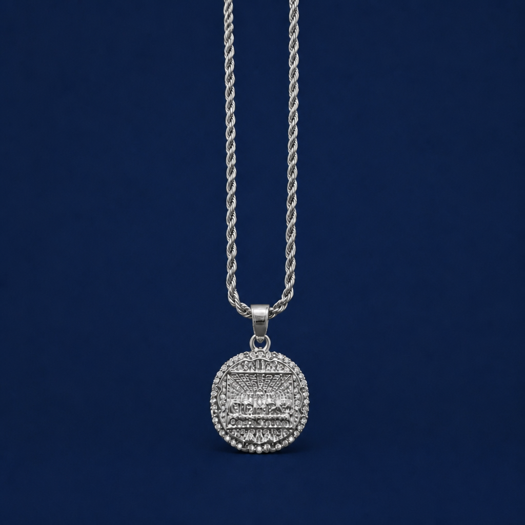 24INCH 2MM SILVER TONE METAL PENDANT & CHAIN NECKLACE