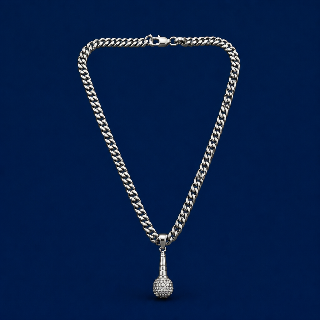 20INCH 8MM SILVER TONE STAINLESS STEEL MIC PENDANT & CHAIN NECKLACE