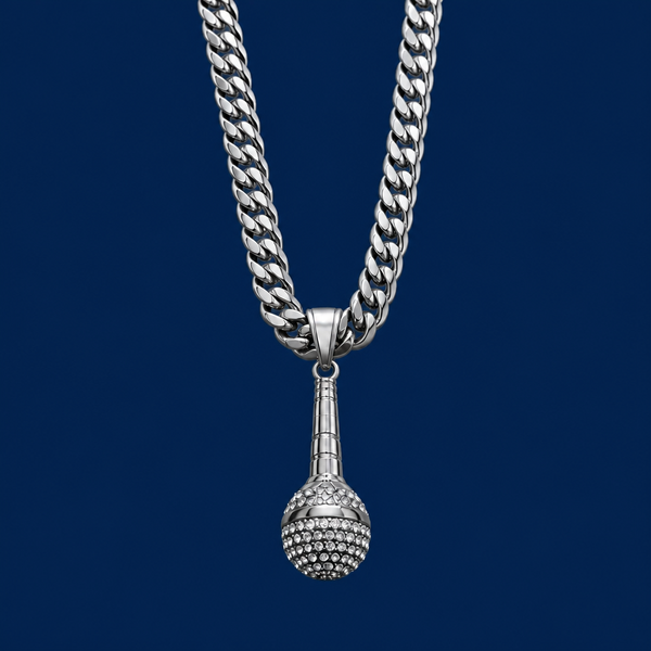 20INCH 8MM SILVER TONE STAINLESS STEEL MIC PENDANT & CHAIN NECKLACE