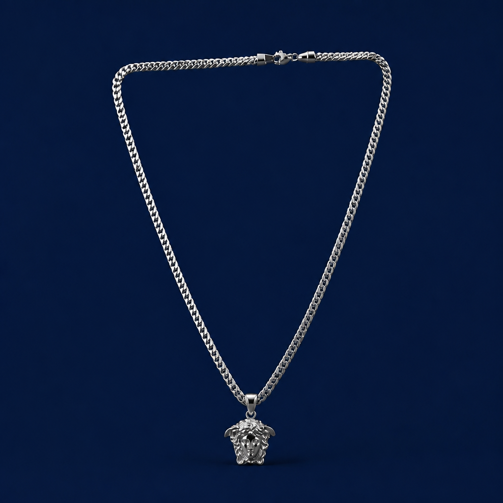 26INCH 4MM SILVER TONE STAINLESS STEEL PENDANT & CHAIN NECKLACE