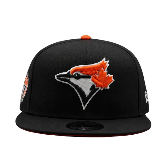 MEN'S NEW ERA MLB BLACK & ORANGE TORONTO BLUE JAYS 50TH SEASON PATCH 9FIFTY SNAPBACK HAT
