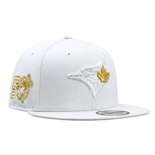 NEW ERA 9FIFTY MLB TORONTO BLUE JAYS 50TH ANNIVERSARY WHITE/GOLD SNAPBACK HAT