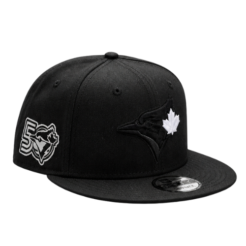 MEN'S NEW ERA MLB BLACK & WHITE TORONTO BLUE JAYS 50TH SEASON PATCH 9FIFTY SNAPBACK HAT