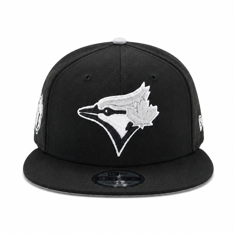 MEN'S NEW ERA MLB BLACK & GREY TORONTO BLUE JAYS 50TH SEASON PATCH 9FIFTY SNAPBACK HAT