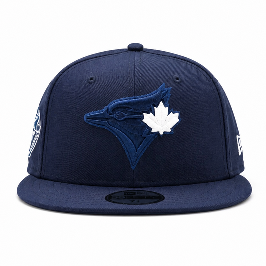 MEN'S NEW ERA MLB NAVY BLUE & WHITE TORONTO BLUE JAYS 50TH SEASON PATCH 9FIFTY SNAPBACK HAT