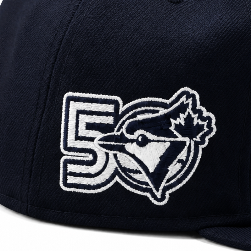 MEN'S NEW ERA MLB NAVY BLUE & WHITE TORONTO BLUE JAYS 50TH SEASON PATCH 9FIFTY SNAPBACK HAT
