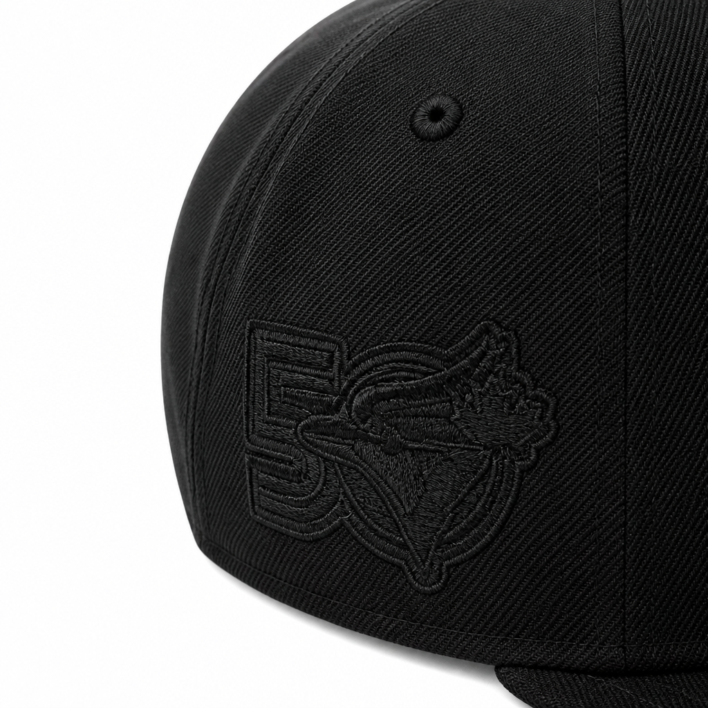 MEN'S NEW ERA MLB ALL BLACK TORONTO BLUE JAYS 50TH SEASON PATCH 9FIFTY SNAPBACK HAT