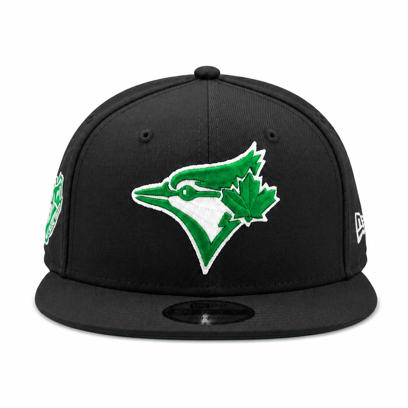 MEN'S NEW ERA MLB BLACK & GREEN TORONTO BLUE JAYS 50TH SEASON PATCH 9FIFTY SNAPBACK HAT