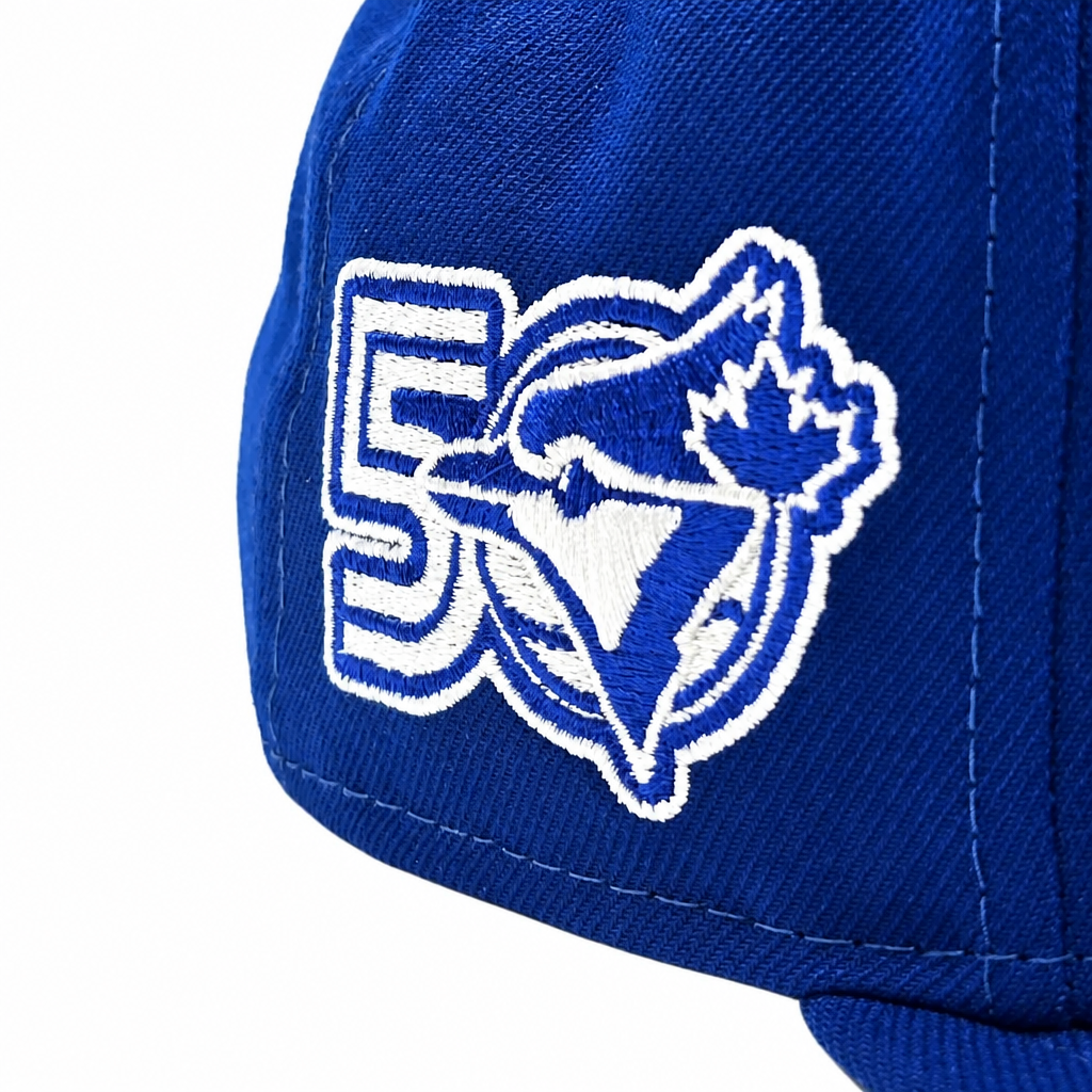 MEN'S NEW ERA MLB BLACK & ROYAL BLUE TORONTO BLUE JAYS 50TH SEASON PATCH 9FIFTY SNAPBACK HAT