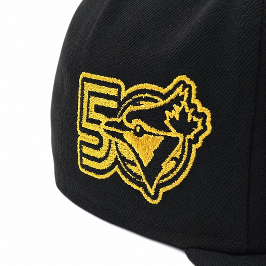 MEN'S NEW ERA MLB BLACK & GOLD TORONTO BLUE JAYS 50TH SEASON PATCH 9FIFTY SNAPBACK HAT