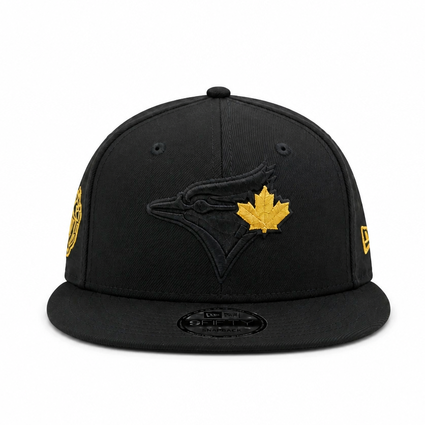 MEN'S NEW ERA MLB BLACK & GOLD TORONTO BLUE JAYS 50TH SEASON PATCH 9FIFTY SNAPBACK HAT