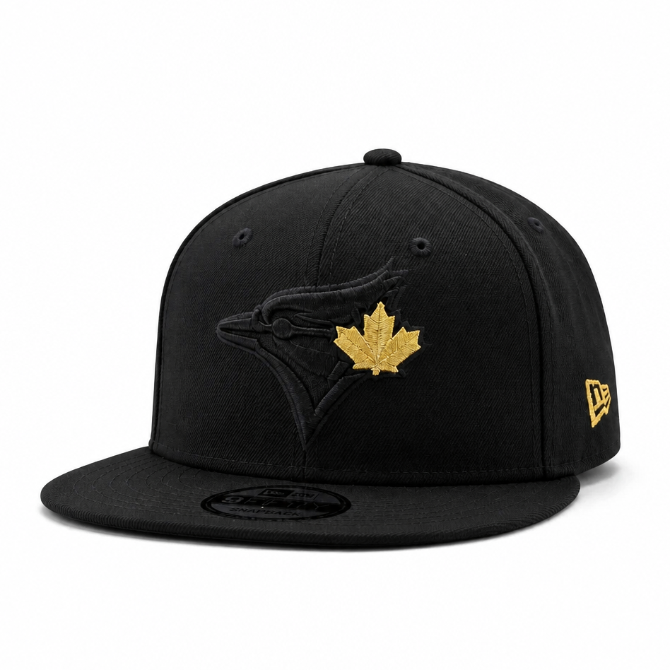 MEN'S NEW ERA MLB BLACK & GOLD TORONTO BLUE JAYS 50TH SEASON PATCH 9FIFTY SNAPBACK HAT