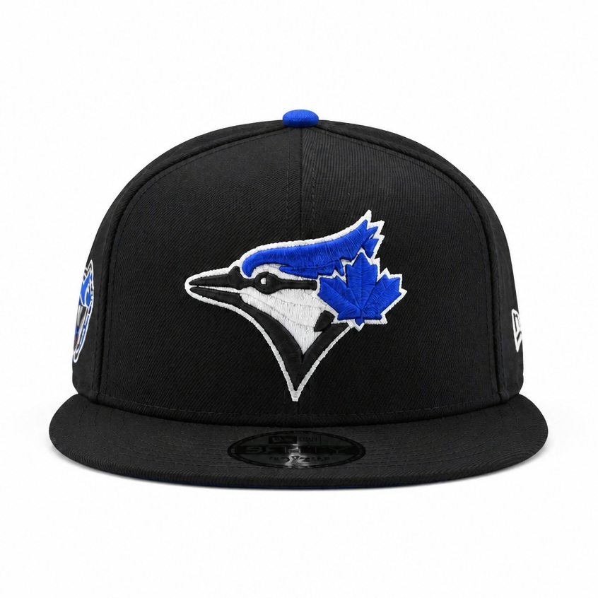 MEN'S NEW ERA MLB BLACK & ROYAL BLUE TORONTO BLUE JAYS 50TH SEASON PATCH 9FIFTY SNAPBACK HAT