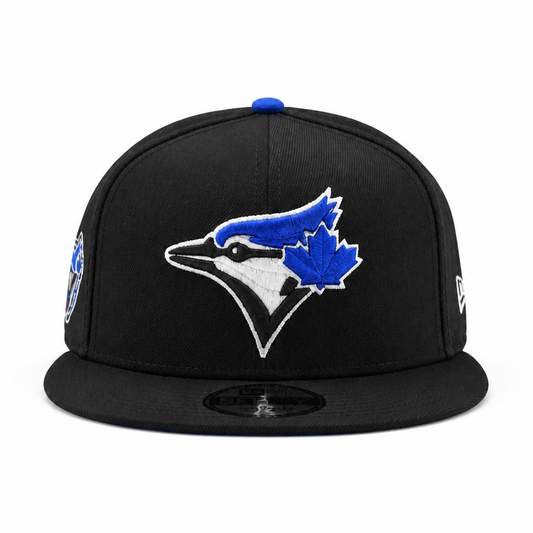 MEN'S NEW ERA MLB BLACK & ROYAL BLUE TORONTO BLUE JAYS 50TH SEASON PATCH 9FIFTY SNAPBACK HAT