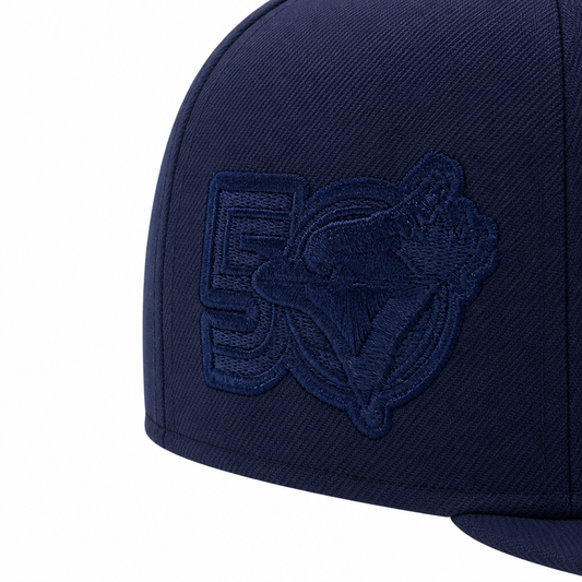 MEN'S NEW ERA MLB ALL NAVY BLUE TORONTO BLUE JAYS 50TH SEASON PATCH 9FIFTY SNAPBACK HAT