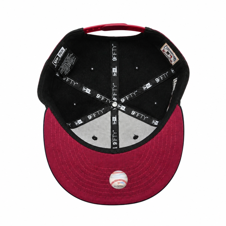 MEN'S NEW ERA MLB BLACK & BURGUNDY RED TORONTO BLUE JAYS 50TH SEASON PATCH 9FIFTY SNAPBACK HAT