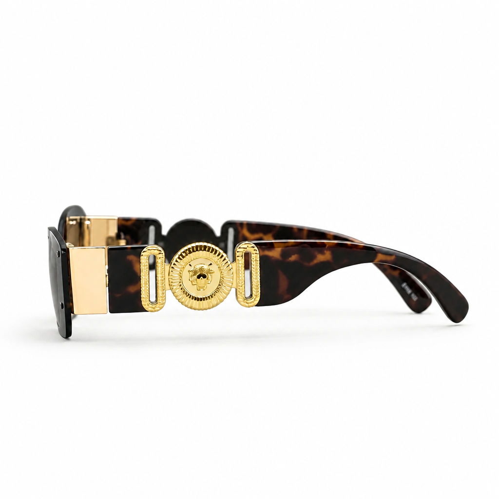 BROWN/BLACK/GOLD LEOPARD DESIGN SUNGLASSES (J7438)