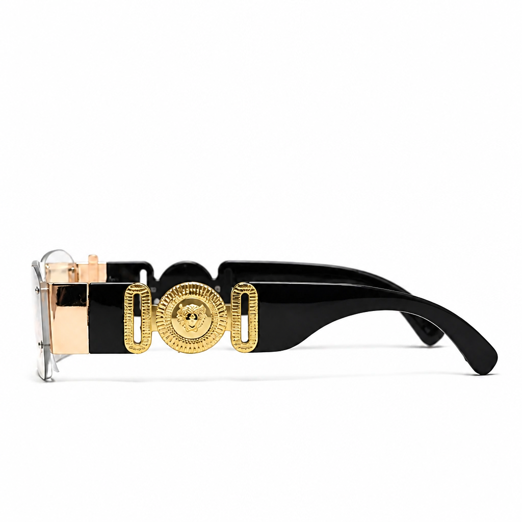 CLEAR/BLACK/GOLD DESIGNER SUNGLASSES (J7438)