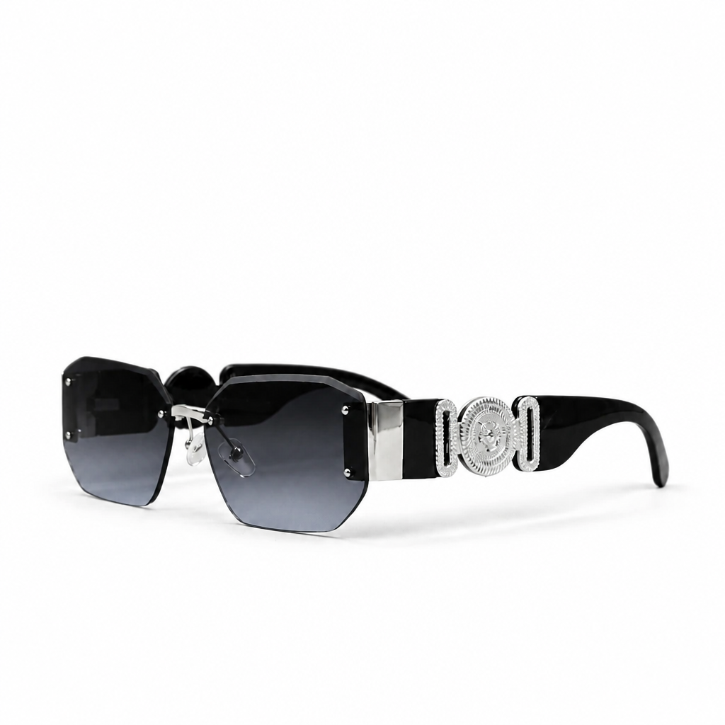 BLUE/BLACK/SILVER DESIGNER SUNGLASSES (J7438)